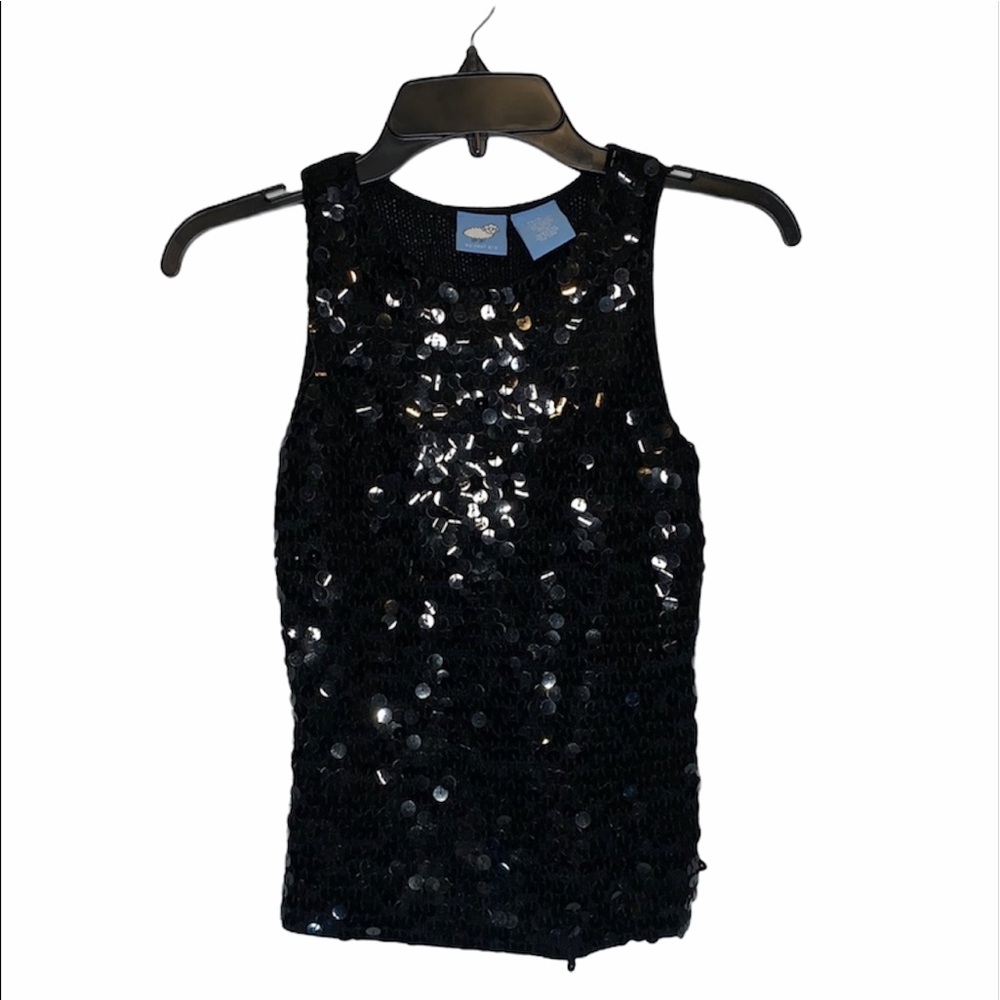 MUST GO Black Sparkly Sequin Racerback Tank Top C1 Holiday